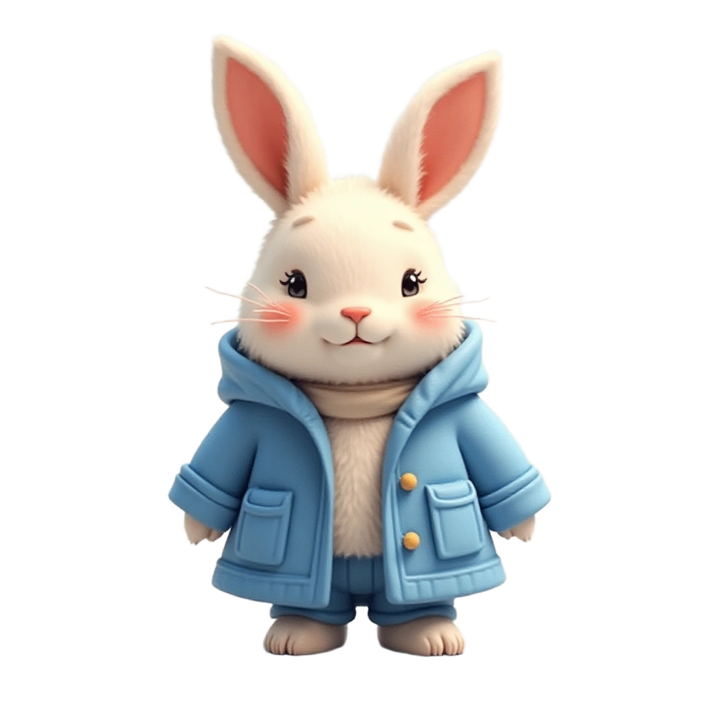 Adorable Bunny in a Blue Coat